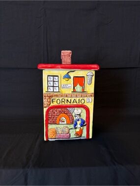 Nino Parrucca Hand-Painted Ceramic Fornaio(The Baker) Cookie Jar. Made in Italy